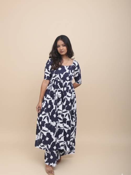 Indigo Bloom Flared Set