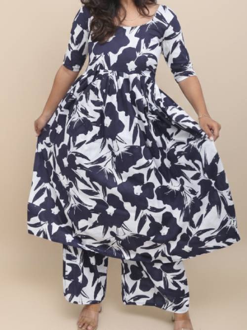 Indigo Bloom Flared Set