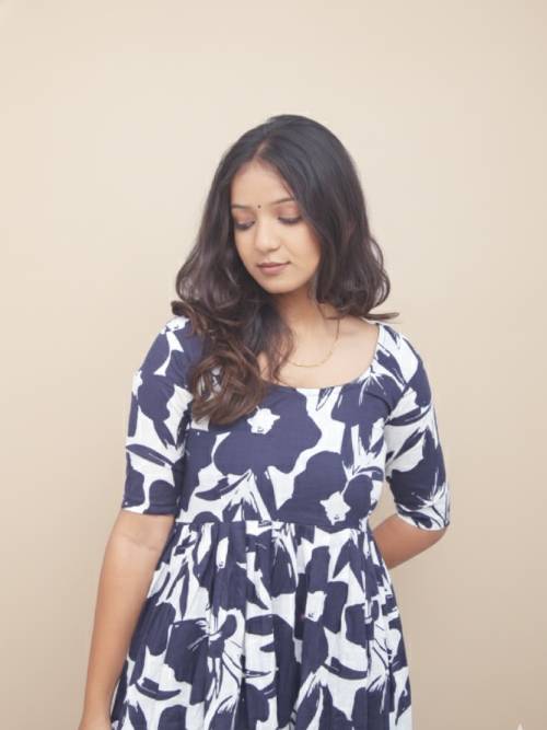Indigo Bloom Flared Set