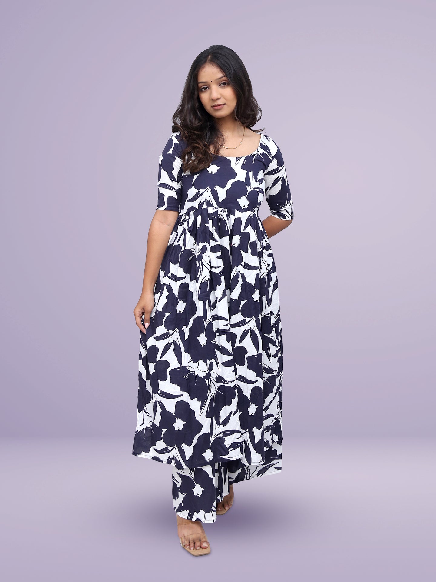 Indigo Bloom Flared Set