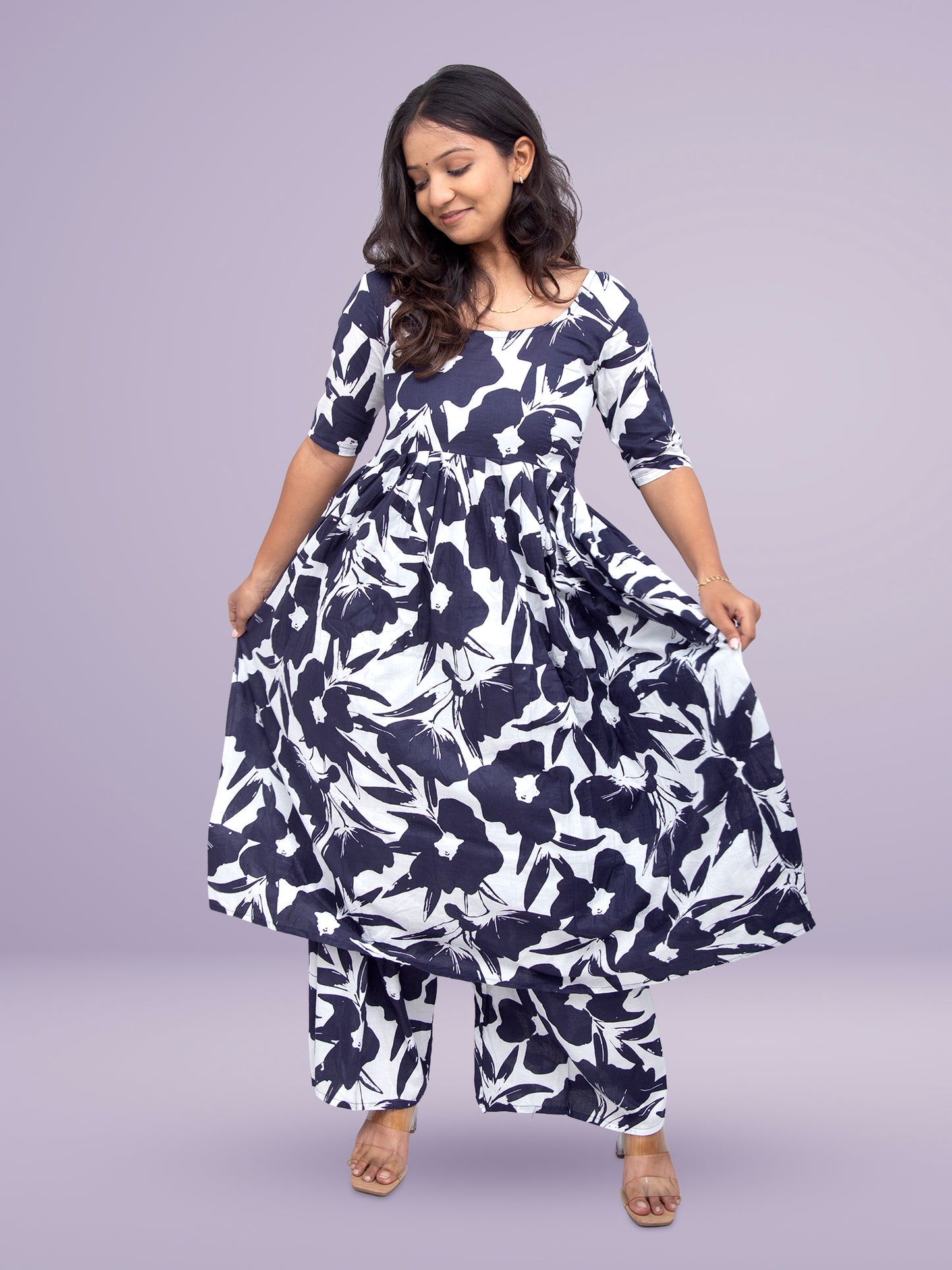 Indigo Bloom Flared Set