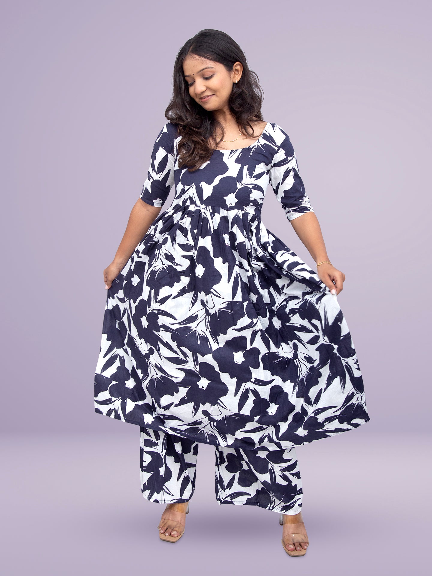 Indigo Bloom Flared Set