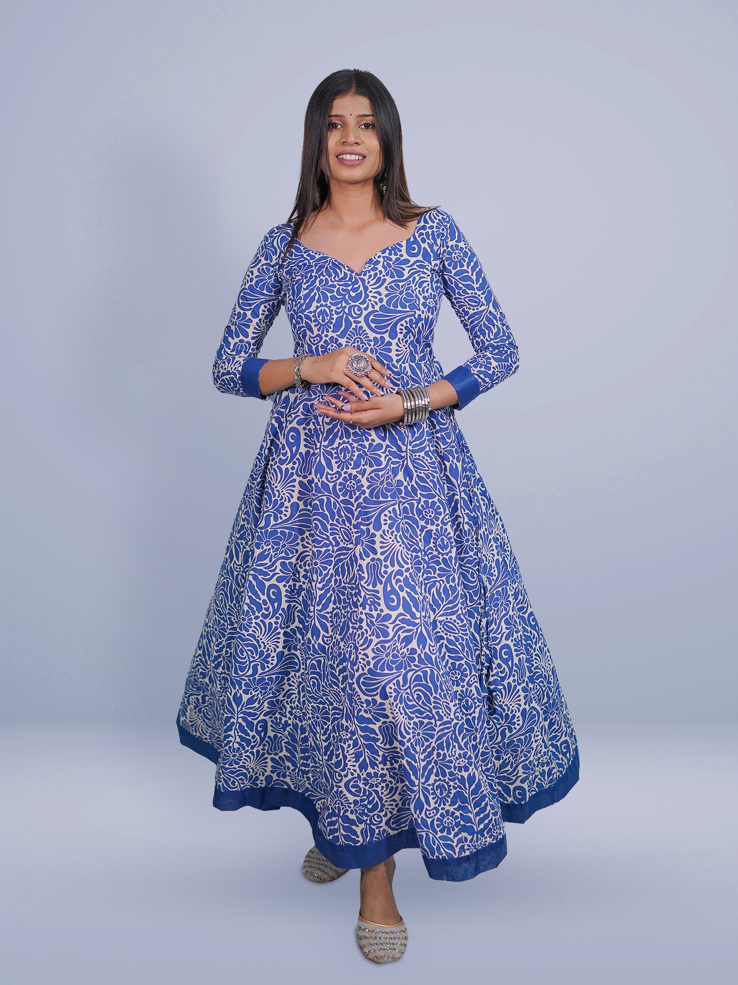 Blue Floor Length Midi