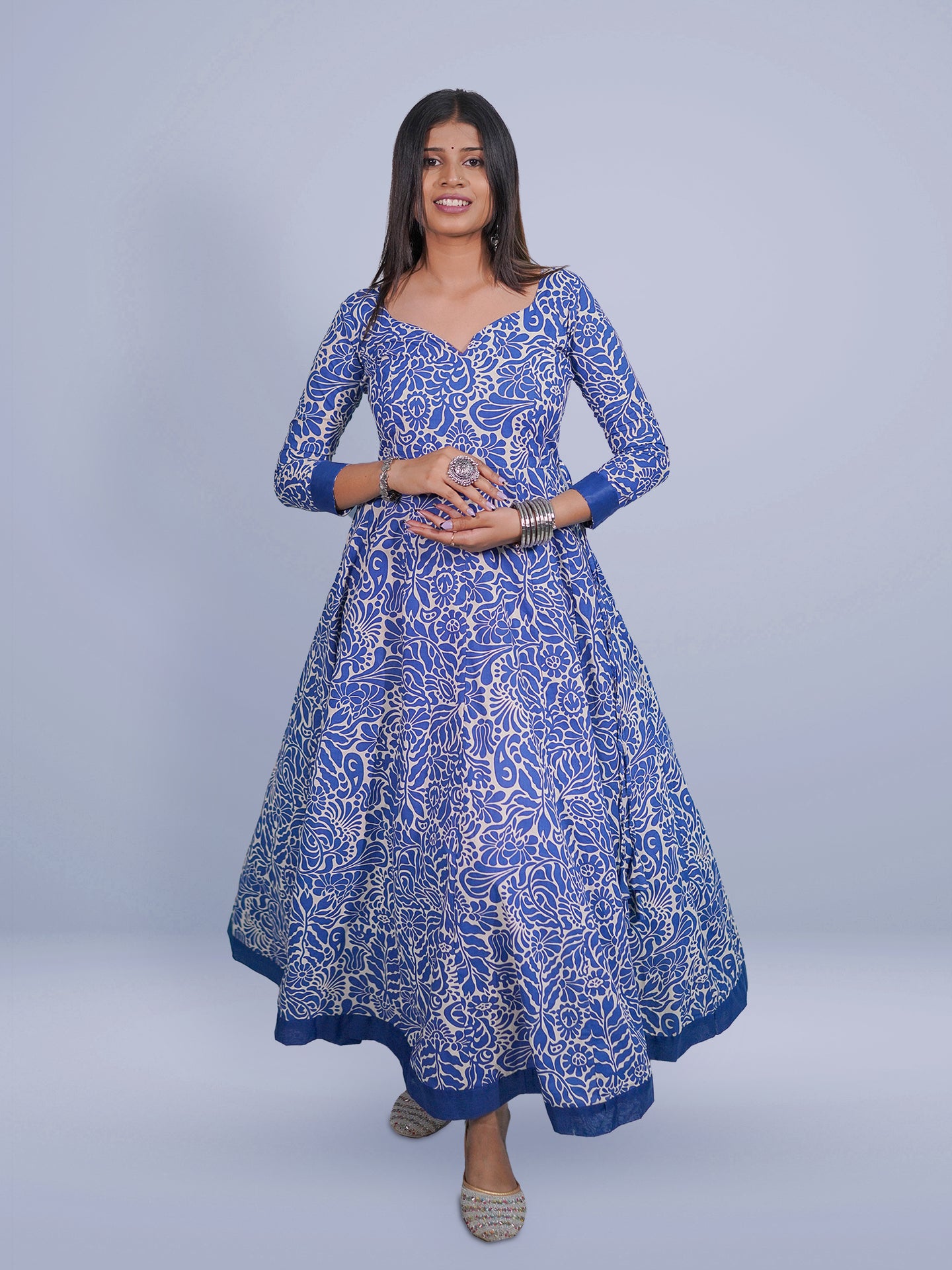 Blue Floor Length Midi