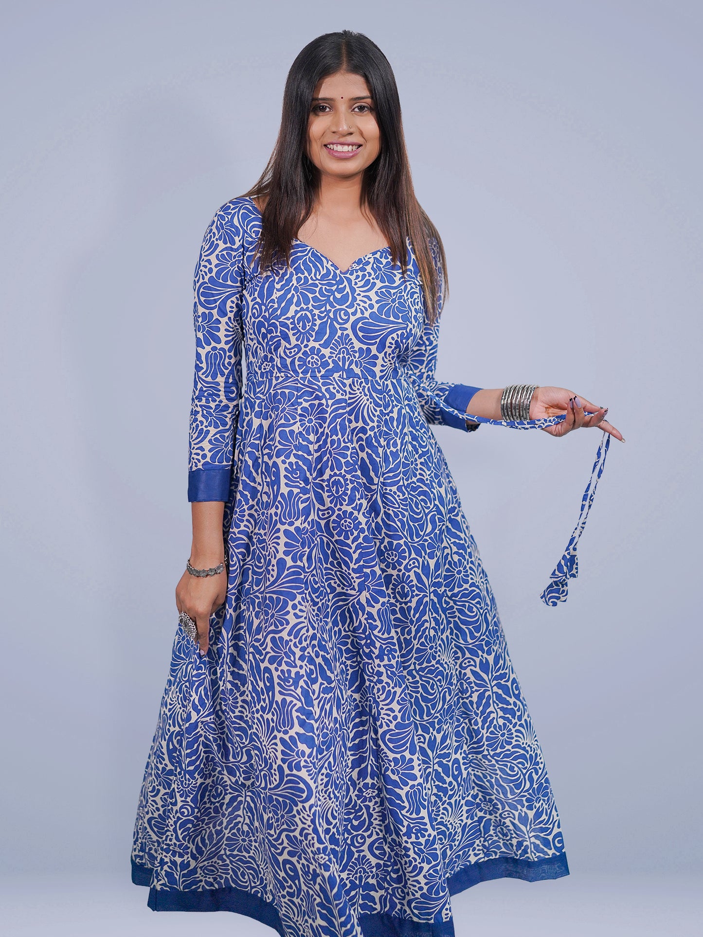 Blue Floor Length Midi